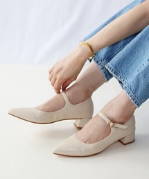 Fin | ポインテッドトゥチャンキーヒールストラップパンプス【低反発スポンジ入り】(パンプス)