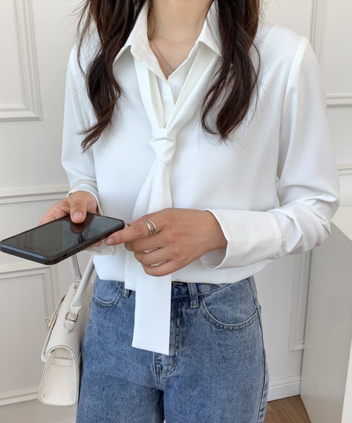 ABITOKYO(アビトーキョー)の「ボウタイレギュラーカラールーズシャツ(シャツ/ブラウス・レディース・ホワイト/ブラック/ブルーグレー・M/L)」の20枚目の写真