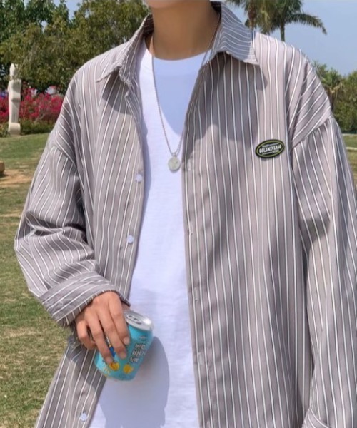 SETUP7（セットアップセブン）の「【SETUP7】ユースルーズストライプシャツ SCCH53（シャツ/ブラウス・メンズ・ブルー/グレー・FREE）」の5枚目の写真