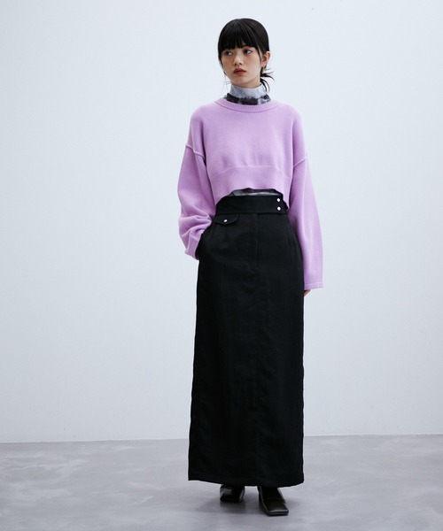 ADAM ET ROPE'(アダムエロペ)の「ナイロンリーンスカート(スカート・レディース・ブラック/パープル/キャメル・38/36)」の4枚目の写真