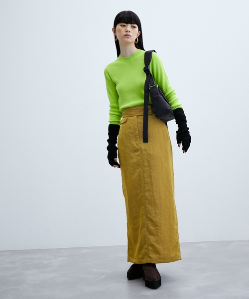 ADAM ET ROPE'(アダムエロペ)の「ナイロンリーンスカート(スカート・レディース・ブラック/パープル/キャメル・38/36)」の6枚目の写真