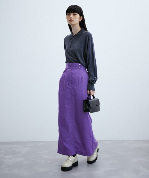 ADAM ET ROPE'(アダムエロペ)の「ナイロンリーンスカート(スカート・レディース・ブラック/パープル/キャメル・38/36)」の7枚目の写真