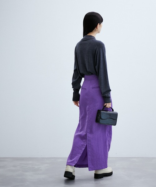 ADAM ET ROPE'(アダムエロペ)の「ナイロンリーンスカート(スカート・レディース・ブラック/パープル/キャメル・38/36)」の8枚目の写真