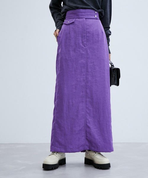 ADAM ET ROPE'(アダムエロペ)の「ナイロンリーンスカート(スカート・レディース・ブラック/パープル/キャメル・38/36)」の9枚目の写真