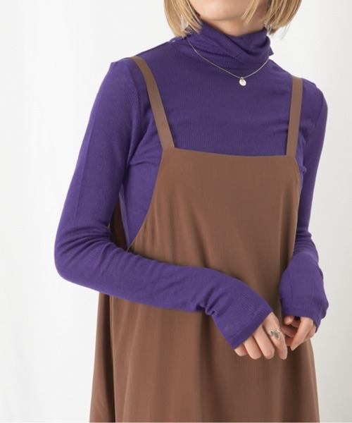 LUCA/LADY LUCK LUCA（ルカ/レディラックルカ）の「LC/LLL ウールシルクタートル / レイヤードタートルハイネックネックニット（Tシャツ/カットソー・レディース・ブラック/パープル/アイボリー/マスタード/サックスブルー/オレンジ・FREE）」の4枚目の写真