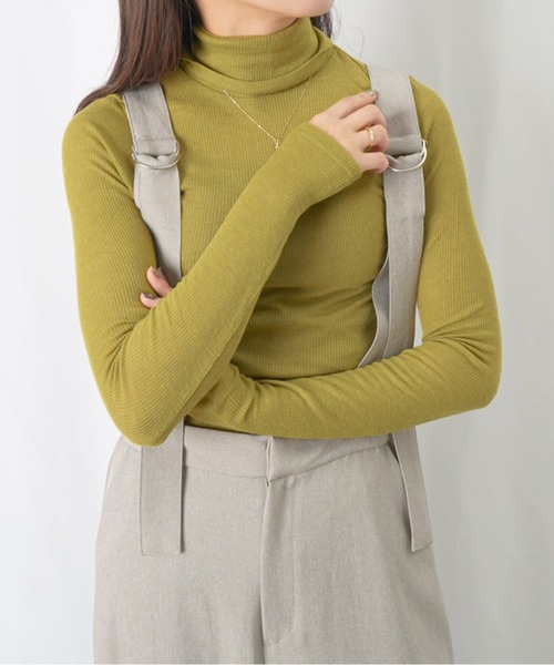 LUCA/LADY LUCK LUCA（ルカ/レディラックルカ）の「LC/LLL ウールシルクタートル / レイヤードタートルハイネックネックニット（Tシャツ/カットソー・レディース・ブラック/パープル/アイボリー/マスタード/サックスブルー/オレンジ・FREE）」の5枚目の写真