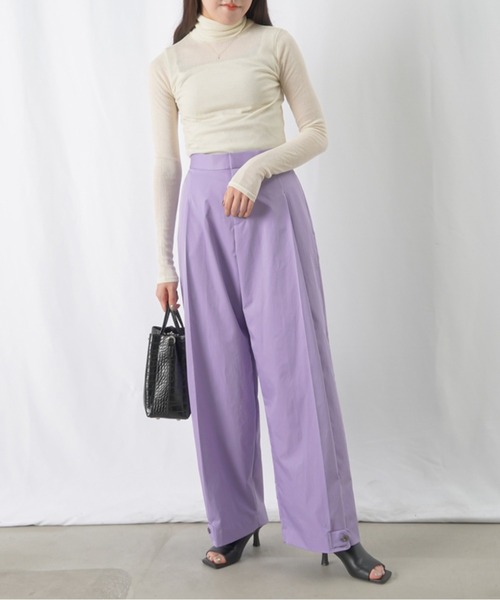 LUCA/LADY LUCK LUCA（ルカ/レディラックルカ）の「LC/LLL ウールシルクタートル / レイヤードタートルハイネックネックニット（Tシャツ/カットソー・レディース・ブラック/パープル/アイボリー/マスタード/サックスブルー/オレンジ・FREE）」の8枚目の写真