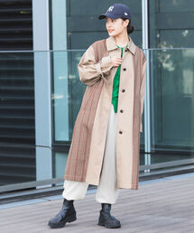 Ray BEAMS | Ray BEAMS / チェック 切り替え ステンカラーコート(ステンカラーコート)