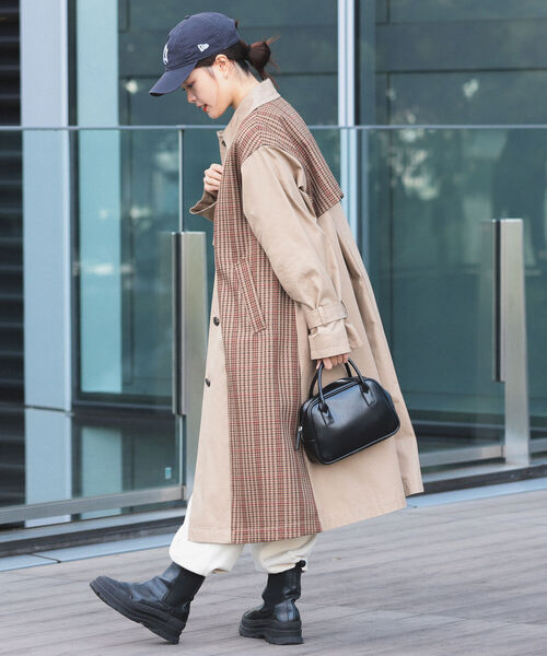 Ray BEAMS（レイビームス）の「Ray BEAMS / チェック 切り替え ステンカラーコート（ステンカラーコート・レディース・ブラック/ブラウン系その他3・ONE SIZE）」の10枚目の写真