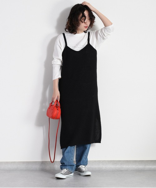 cepo（セポ）の「スカシアミニットキャミワンピース（ジャンパースカート・レディース・オフホワイト/ブラック・M）」の8枚目の写真