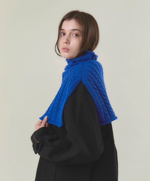 RNA-N（アールエヌエーエヌ）の「K2604 モヘヤ混ケーブルスヌード（ストール/ショール・レディース・ブルー/ブラック/キナリ・MEDIUM）」の12枚目の写真