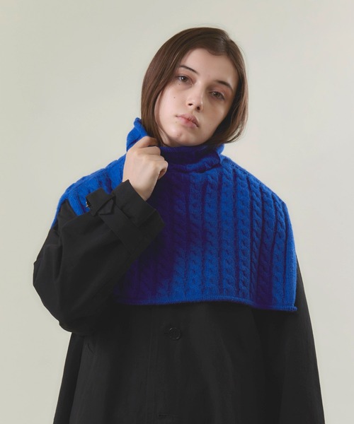 RNA-N（アールエヌエーエヌ）の「K2604 モヘヤ混ケーブルスヌード（ストール/ショール・レディース・ブルー/ブラック/キナリ・MEDIUM）」の15枚目の写真