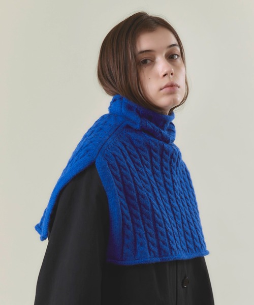 RNA-N（アールエヌエーエヌ）の「K2604 モヘヤ混ケーブルスヌード（ストール/ショール・レディース・ブルー/ブラック/キナリ・MEDIUM）」の14枚目の写真