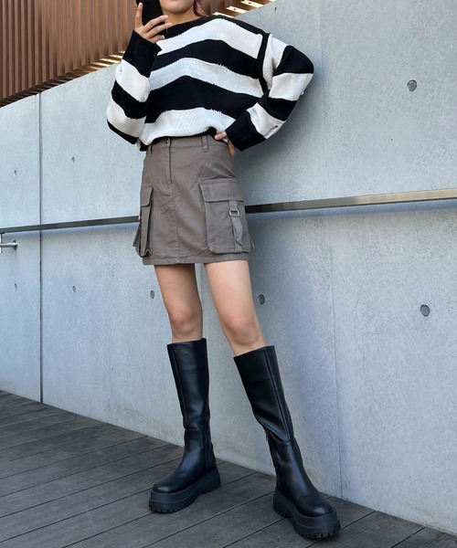 WEGO（ウィゴー）の「WEGO/【一部店限定】デザインポケットカーゴミニスカート（スカート・レディース・ブラック/カーキ/ネイビー/オリーブ・FREE）」の21枚目の写真