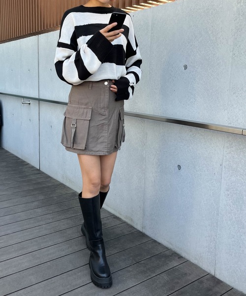 WEGO（ウィゴー）の「WEGO/【一部店限定】デザインポケットカーゴミニスカート（スカート・レディース・ブラック/カーキ/ネイビー/オリーブ・FREE）」の22枚目の写真