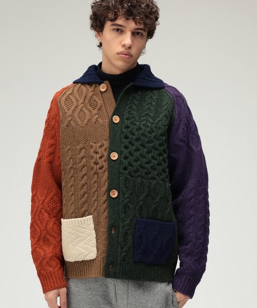 BEAMS+ マルチパターンアランカーディガン ビームスの百名品】BEAMS PLUS / 3ゲージ マルチパターン アラン