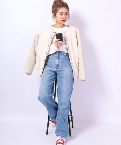 Quelle Chance(ケルシャンス)の「Quelle chance キルト袖ボアジャケット(ブルゾン・レディース・ライトグレー/ベージュ/キナリ・M/L)」の18枚目の写真