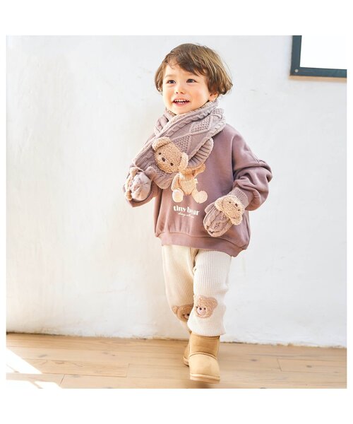 apres les cours（アプレレクール）の「tiny bear モチーフマフラー（マフラー・キッズ・アイボリー/ベージュ・95/120）」の5枚目の写真