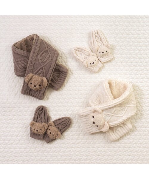 apres les cours（アプレレクール）の「tiny bear モチーフマフラー（マフラー・キッズ・アイボリー/ベージュ・95/120）」の3枚目の写真