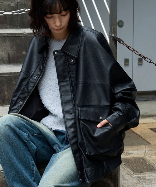 80's 90's vintage taste オーバーサイズ ラバー ブルゾン MONO-MART ブルゾン アウター オーバーサイズヴィンテージライク