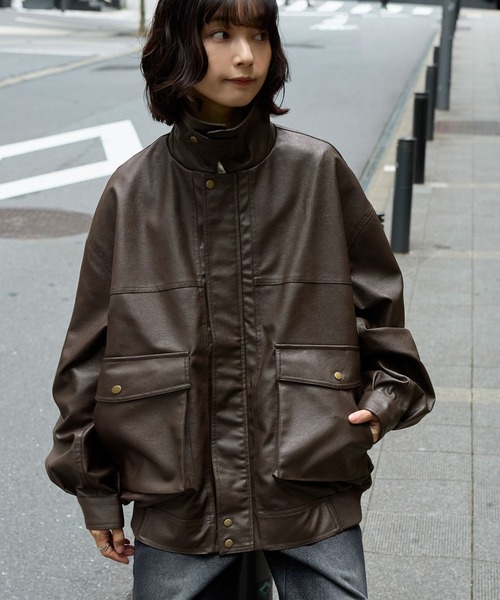 80's 90's vintage taste オーバーサイズ ラバー ブルゾン MONO-MART ブルゾン アウター オーバーサイズヴィンテージライク