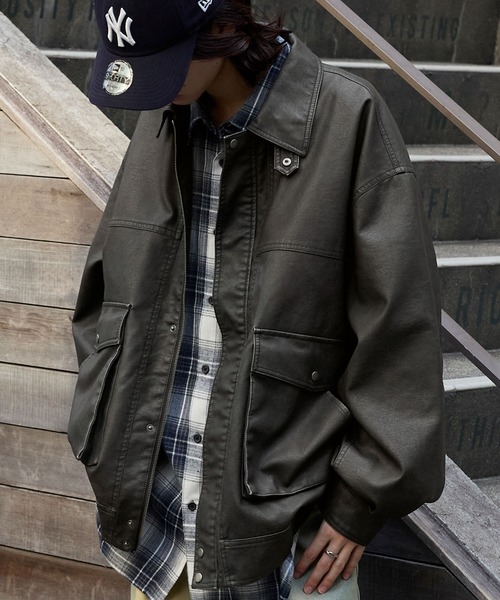 ヴィンテージライクオーバーブルゾン ブラック 70154325b_b_302_500.jpg