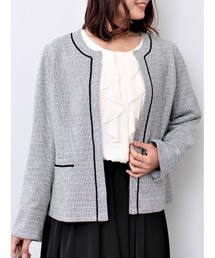 MB mint breeze（エムビーミントブリーズ）の「【L～6L 大きいサイズ】 ツイード ノーカラージャケット セレモニー対応（スーツジャケット）」