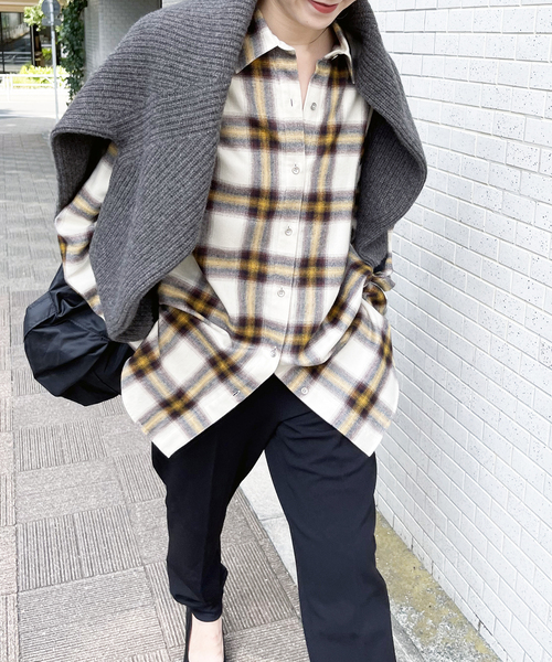 Spick & Span（スピックアンドスパン）の「≪WEB限定追加≫オンブレーチェックルーズシャツ（シャツ/ブラウス・レディース・ブラック/ベージュ・FREE）」の11枚目の写真