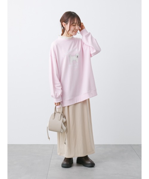 ehka sopo（エヘカソポ）の「ドッグプリントスウェット（スウェット・レディース・グレー/オフホワイト/ピンク・ﾌﾘ-）」の12枚目の写真