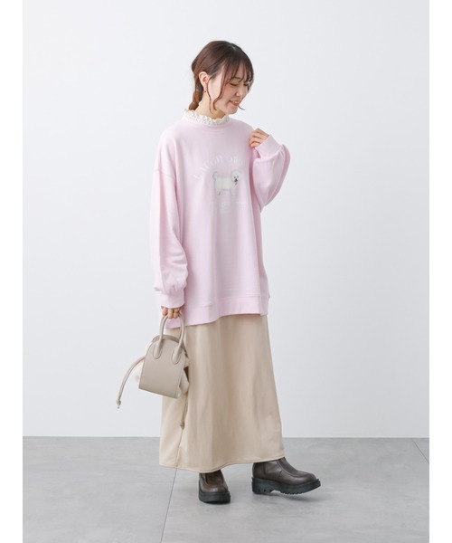 ehka sopo（エヘカソポ）の「ドッグプリントスウェット（スウェット・レディース・グレー/オフホワイト/ピンク・ﾌﾘ-）」の13枚目の写真