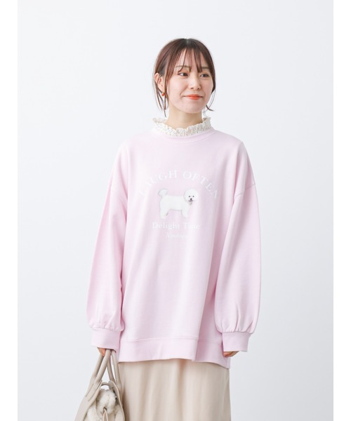 ehka sopo（エヘカソポ）の「ドッグプリントスウェット（スウェット・レディース・グレー/オフホワイト/ピンク・ﾌﾘ-）」の18枚目の写真