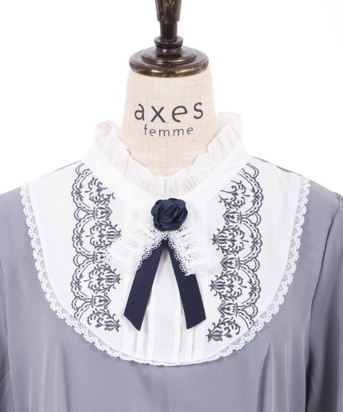axes femme（アクシーズファム）の「ブローチセットロマンワンピース（ワンピース・レディース・ブラック/オレンジ/サックスブルー系・FREE）」の19枚目の写真