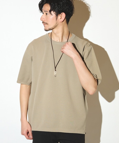 UNION STATION（ユニオンステーション）の「ハイゲージサマーニット5分袖Tシャツ/マシンウォッシャブル（Tシャツ/カットソー・メンズ・ベージュ/ネイビー/ラベンダー/ブルー・LL/L/M）」の2枚目の写真