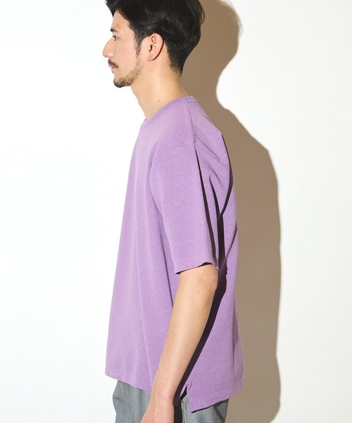 UNION STATION（ユニオンステーション）の「ハイゲージサマーニット5分袖Tシャツ/マシンウォッシャブル（Tシャツ/カットソー・メンズ・ベージュ/ネイビー/ラベンダー/ブルー・LL/L/M）」の5枚目の写真