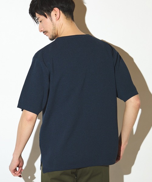 UNION STATION（ユニオンステーション）の「ハイゲージサマーニット5分袖Tシャツ/マシンウォッシャブル（Tシャツ/カットソー・メンズ・ベージュ/ネイビー/ラベンダー/ブルー・LL/L/M）」の8枚目の写真