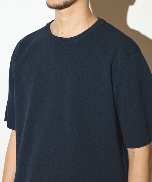 UNION STATION（ユニオンステーション）の「ハイゲージサマーニット5分袖Tシャツ/マシンウォッシャブル（Tシャツ/カットソー・メンズ・ベージュ/ネイビー/ラベンダー/ブルー・LL/L/M）」の9枚目の写真