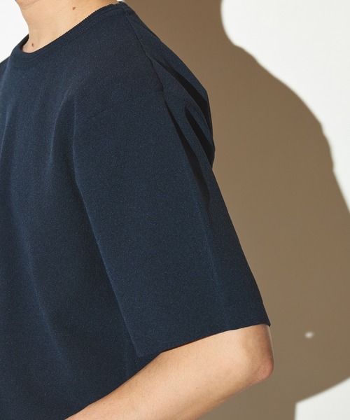 UNION STATION（ユニオンステーション）の「ハイゲージサマーニット5分袖Tシャツ/マシンウォッシャブル（Tシャツ/カットソー・メンズ・ベージュ/ネイビー/ラベンダー/ブルー・LL/L/M）」の11枚目の写真