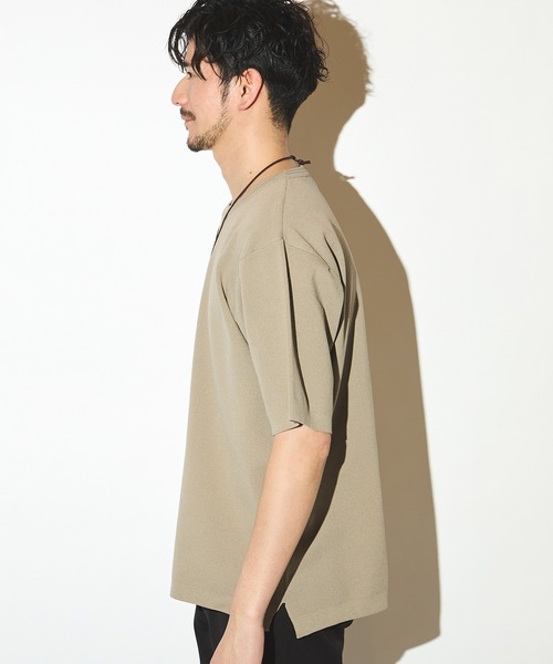 UNION STATION（ユニオンステーション）の「ハイゲージサマーニット5分袖Tシャツ/マシンウォッシャブル（Tシャツ/カットソー・メンズ・ベージュ/ネイビー/ラベンダー/ブルー・LL/L/M）」の14枚目の写真