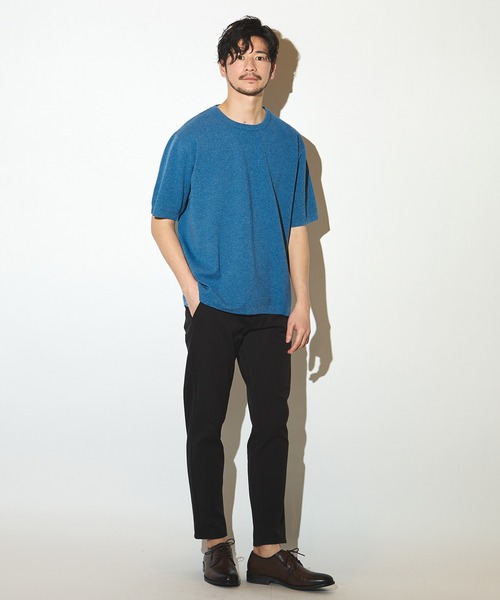 UNION STATION（ユニオンステーション）の「ハイゲージサマーニット5分袖Tシャツ/マシンウォッシャブル（Tシャツ/カットソー・メンズ・ベージュ/ネイビー/ラベンダー/ブルー・LL/L/M）」の18枚目の写真