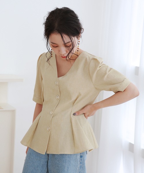 Isn't She?（イズントシー）の「フレアデザインブラウス（シャツ/ブラウス・レディース・グリーン/ブルー・FREE）」の5枚目の写真