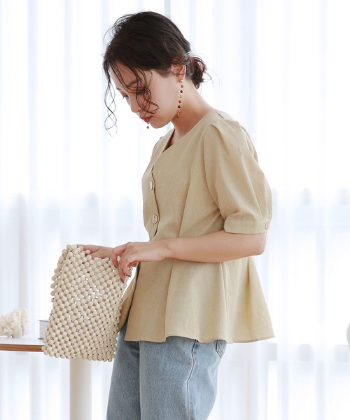 Isn't She?（イズントシー）の「フレアデザインブラウス（シャツ/ブラウス・レディース・グリーン/ブルー・FREE）」の7枚目の写真