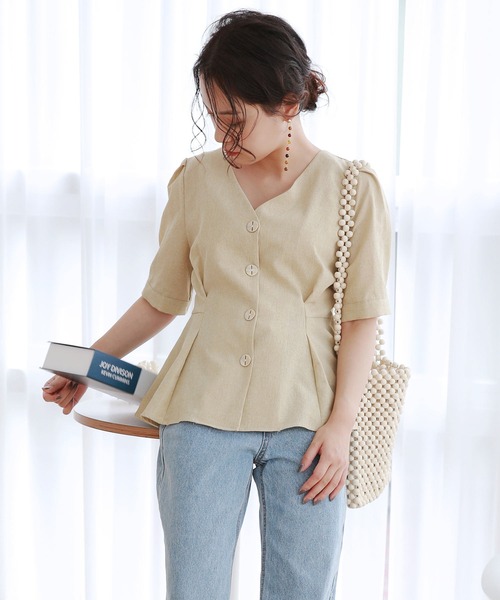 Isn't She?（イズントシー）の「フレアデザインブラウス（シャツ/ブラウス・レディース・グリーン/ブルー・FREE）」の8枚目の写真