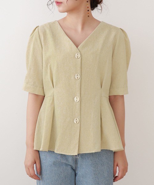 Isn't She?（イズントシー）の「フレアデザインブラウス（シャツ/ブラウス・レディース・グリーン/ブルー・FREE）」の6枚目の写真