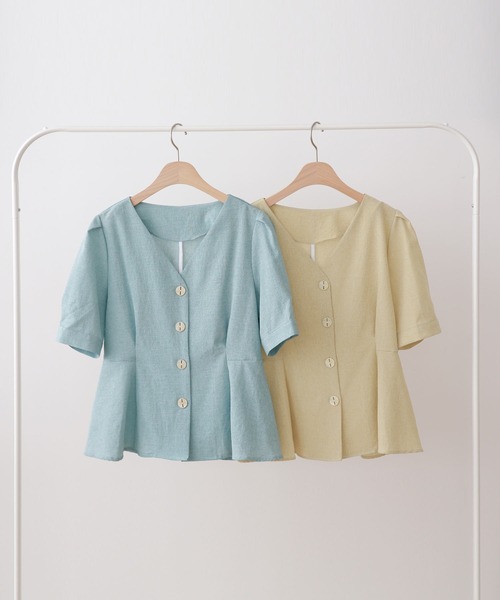 Isn't She?（イズントシー）の「フレアデザインブラウス（シャツ/ブラウス・レディース・グリーン/ブルー・FREE）」の10枚目の写真