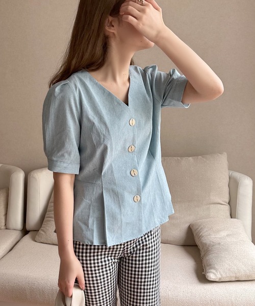 Isn't She?（イズントシー）の「フレアデザインブラウス（シャツ/ブラウス・レディース・グリーン/ブルー・FREE）」の12枚目の写真