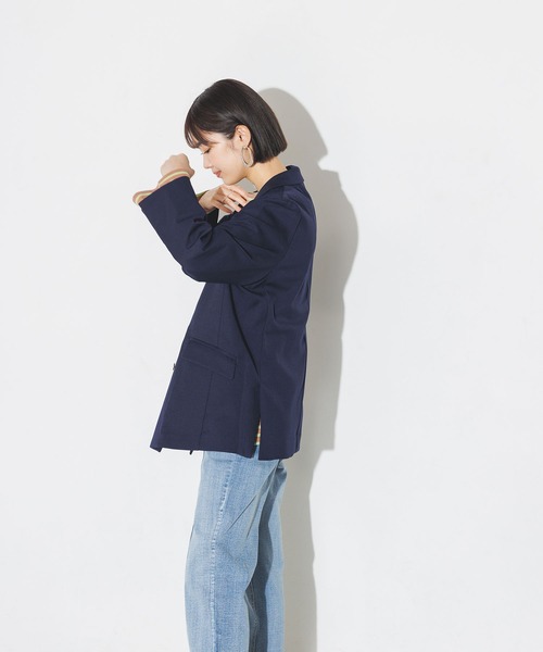 hunch(ハンチ)の「【撥水加工】ダブルジャケット(テーラードジャケット・レディース・ネイビー/グレイッシュベージュ・FREE)」の5枚目の写真