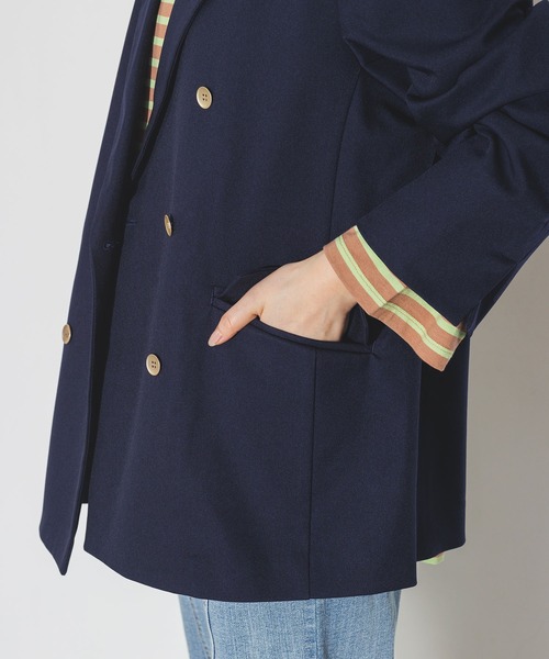hunch(ハンチ)の「【撥水加工】ダブルジャケット(テーラードジャケット・レディース・ネイビー/グレイッシュベージュ・FREE)」の8枚目の写真