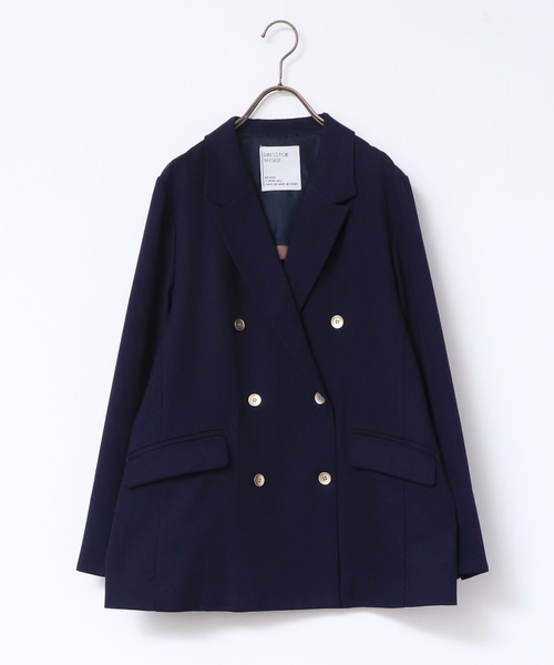 hunch(ハンチ)の「【撥水加工】ダブルジャケット(テーラードジャケット・レディース・ネイビー/グレイッシュベージュ・FREE)」の18枚目の写真