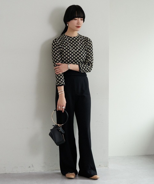 SHENERY（シーナリー）の「ニットベアワイドパンツ（その他パンツ・レディース・アイボリー/ブラック・38/36）」の4枚目の写真