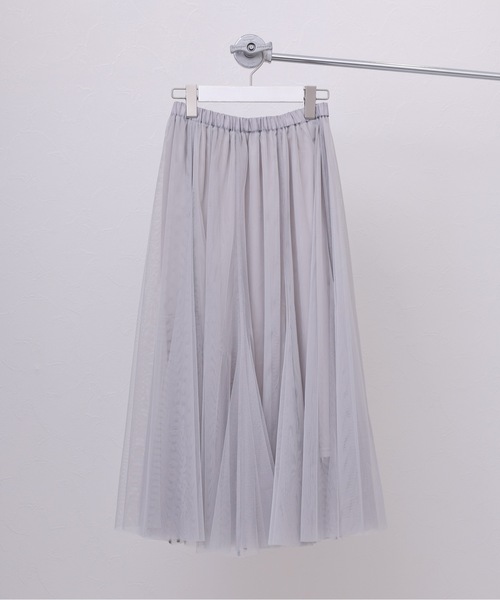 ap retro(アプレトロ)の「チュールパネルロングスカート(スカート・レディース・グレー/アイボリー/ブラック・FREE)」の9枚目の写真